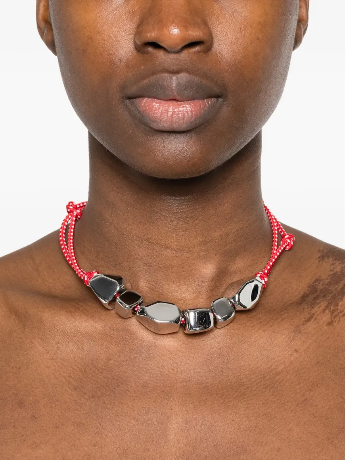 Plan C beaded necklace - Silver - 画像2