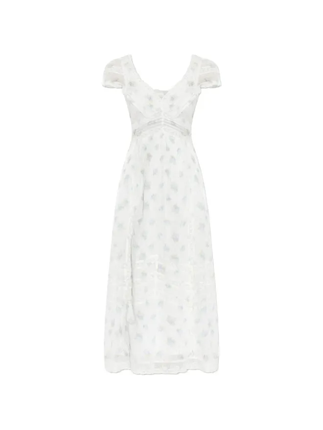 LoveShackFancy LoveShackFancy Suvi レース花柄プリント ミディドレスの商品画像