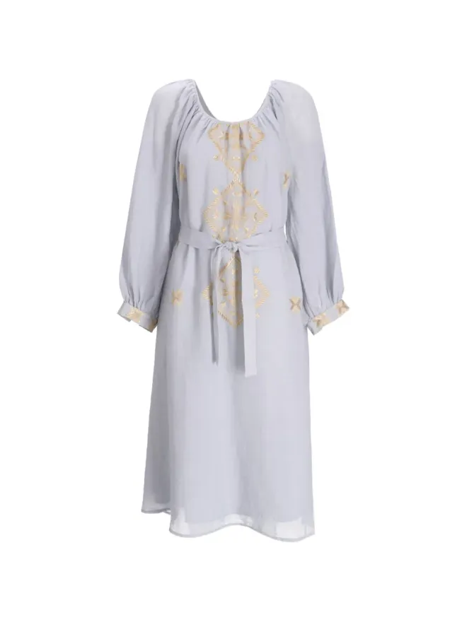 GREEK ARCHAIC KORI GREEK ARCHAIC KORI 刺繍タイベルト付きミディドレスの商品画像
