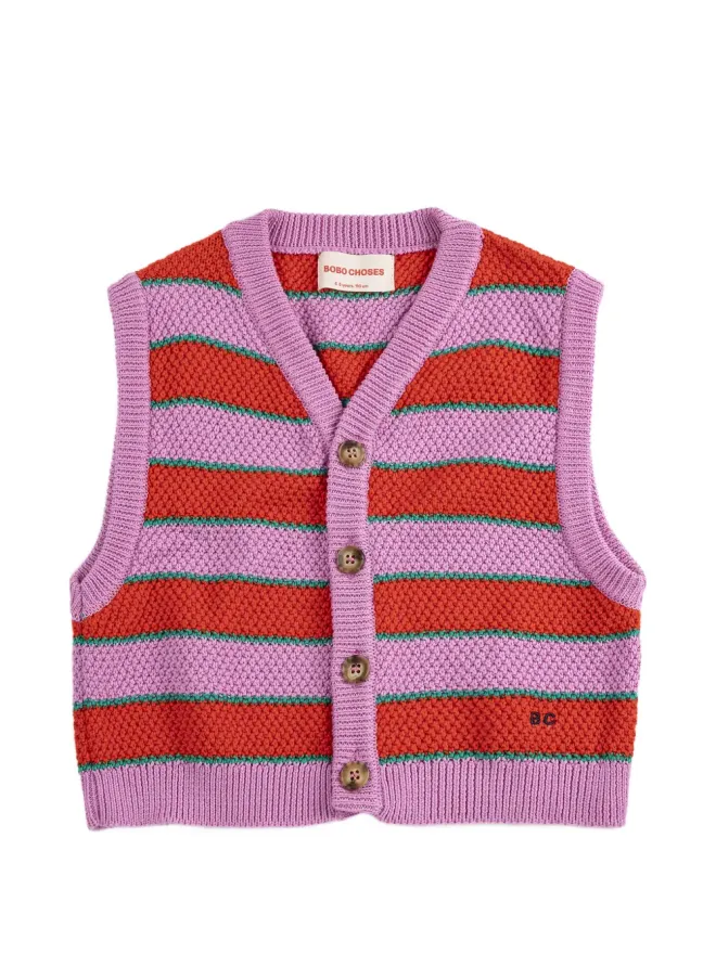 Bobo Choses Bobo Choses ストライプ ボタンベスト - ピンクの商品画像