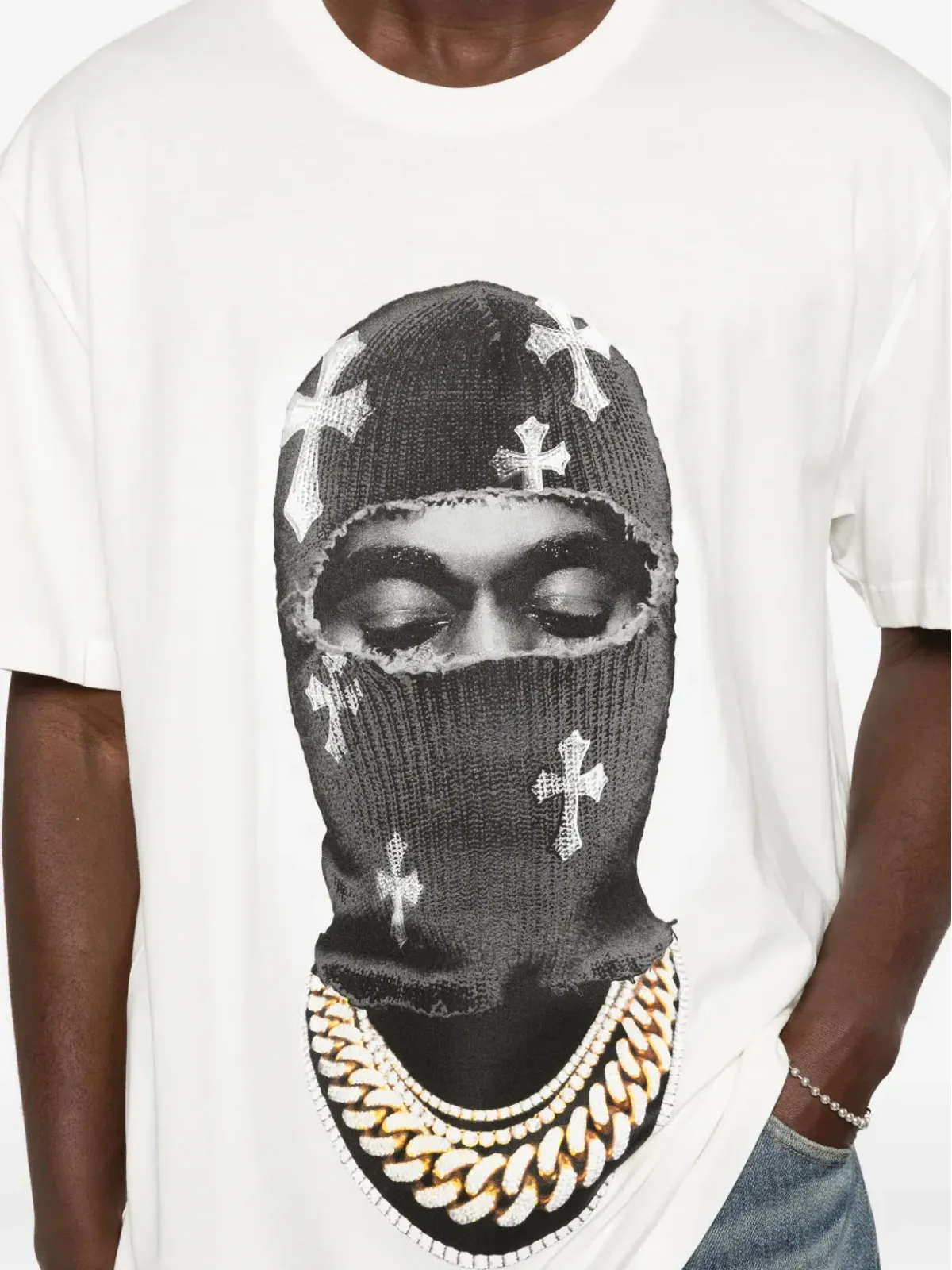 Ih Nom Uh Nit マスク・クロスプリント Tシャツ - 画像5