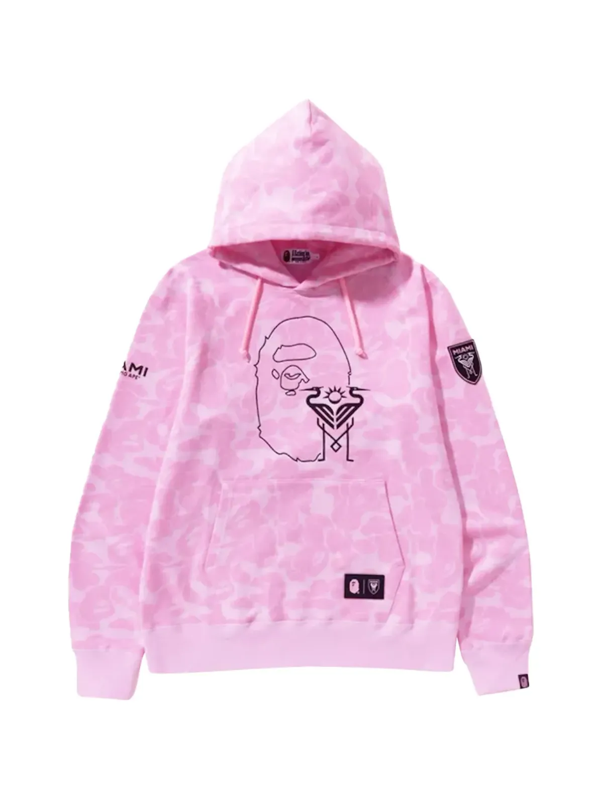 A BATHING APE® Inter Miami CF カモフラージュフーディー（ピンク） - 画像1