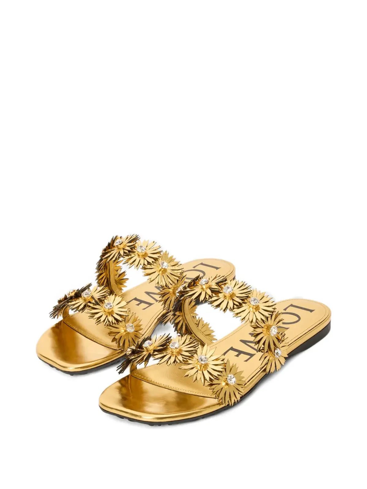 LOEWE 花モチーフ付きフラットサンダル - ゴールド - 画像3