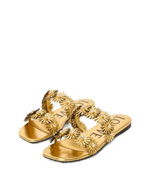 LOEWE 花モチーフ付きフラットサンダル - ゴールド - サムネイル3