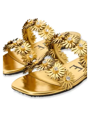 LOEWE 花モチーフ付きフラットサンダル - ゴールド - サムネイル4