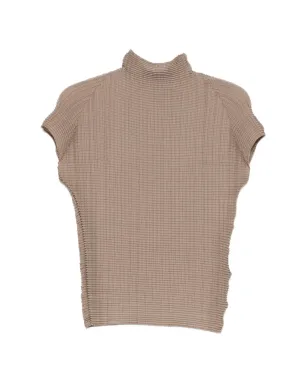 Issey Miyake リブ編みハイネックシャツ - ベージュ - サムネイル1