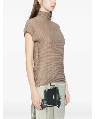 Issey Miyake リブ編みハイネックシャツ - ベージュ - サムネイル3