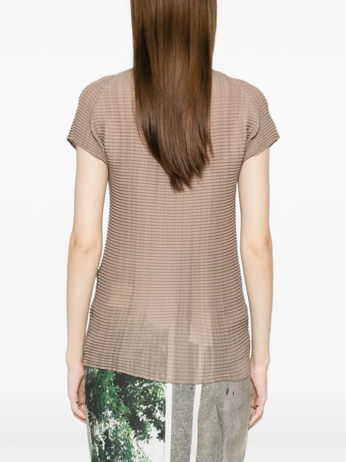 Issey Miyake リブ編みハイネックシャツ - ベージュ - 画像4