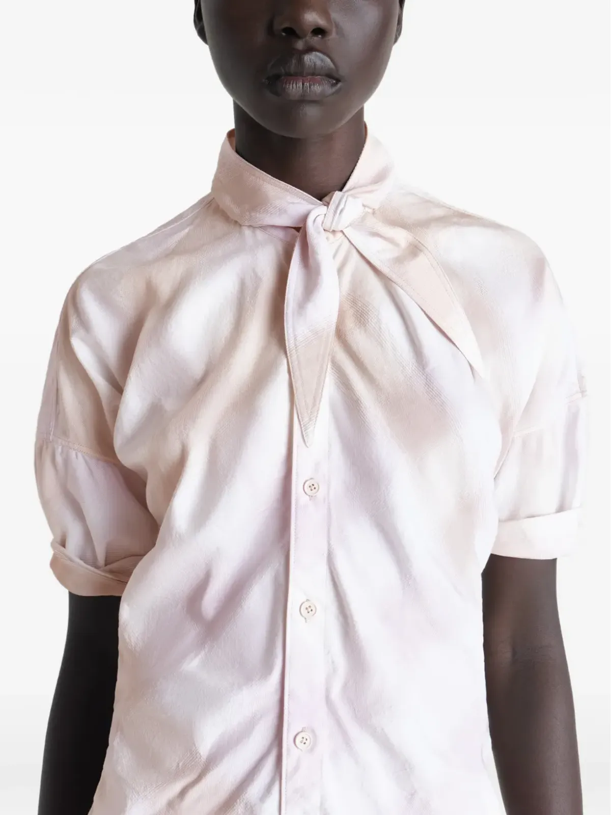 LEMAIRE scarf-detail short-sleeve shirt - Pink - 画像5