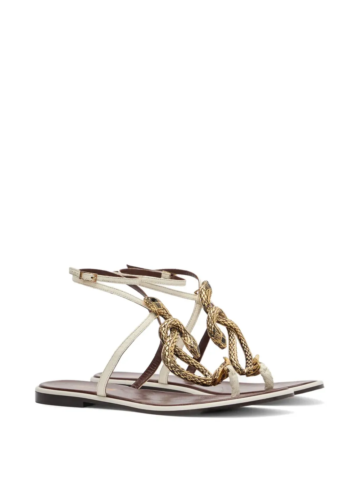 Roberto Cavalli ヘビ柄モチーフのフラットサンダル - 画像2