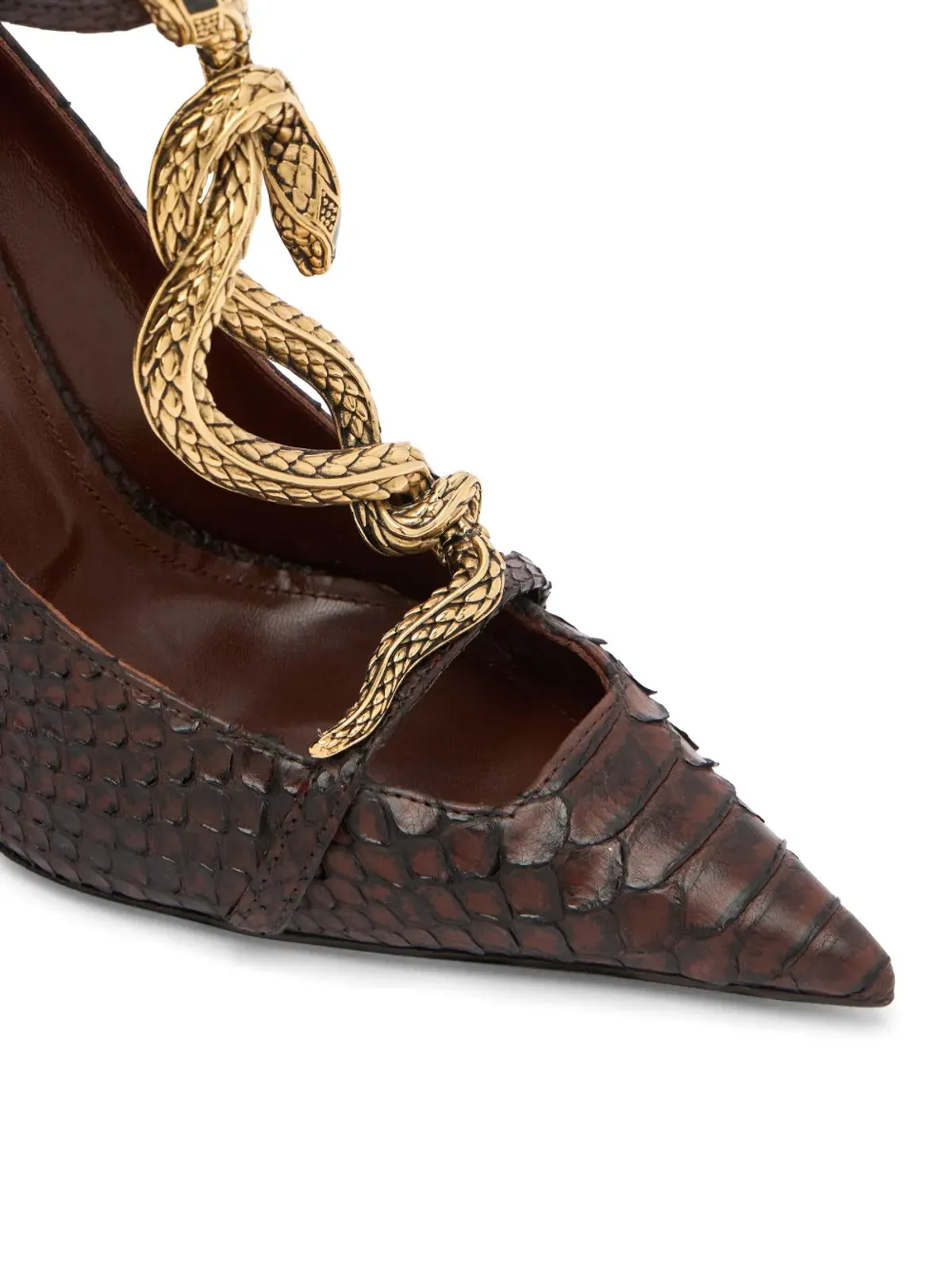 Roberto Cavalli snake-motif pumps - Brown - 画像5