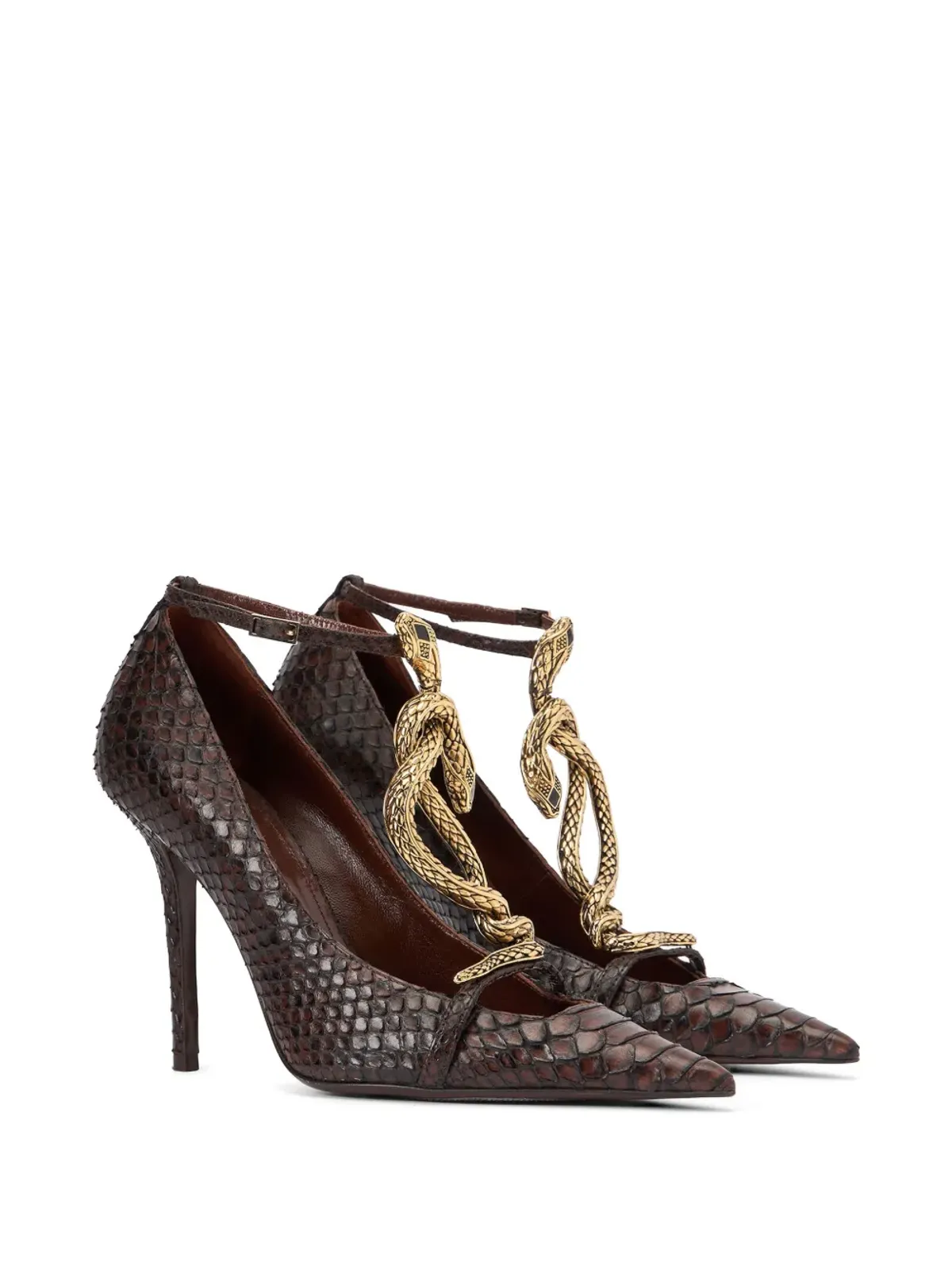 Roberto Cavalli snake-motif pumps - Brown - 画像2