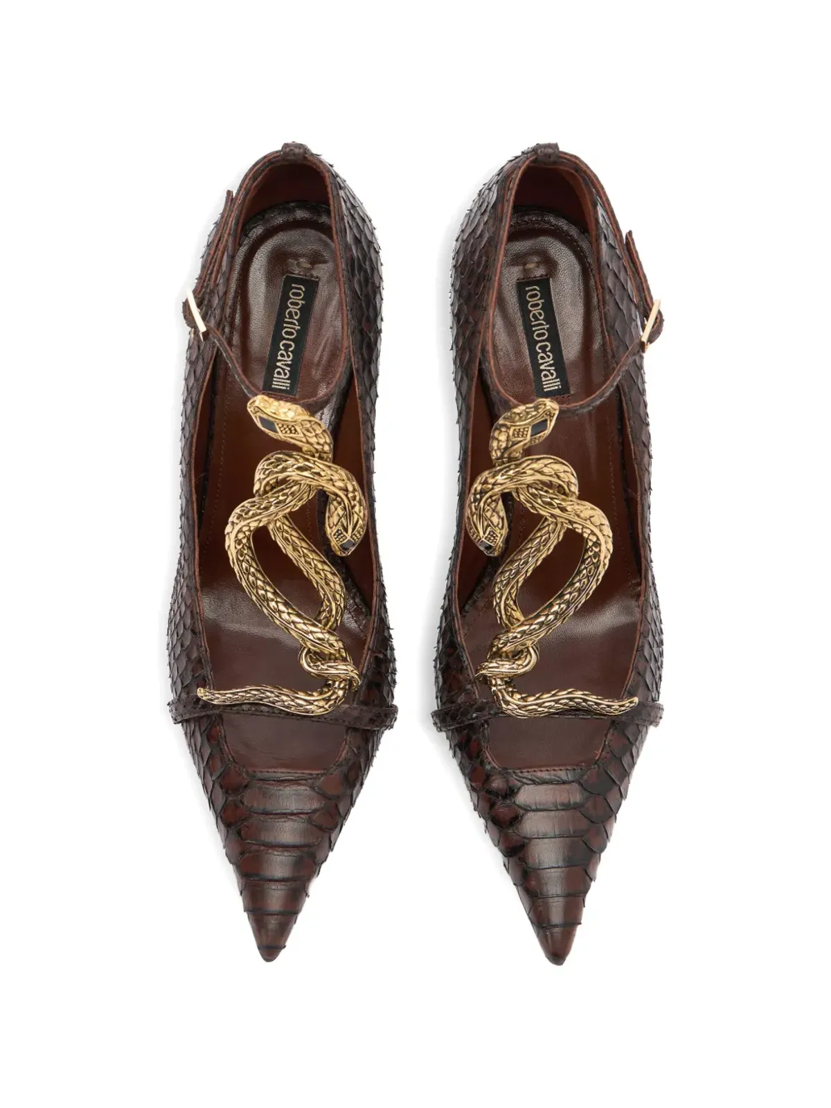 Roberto Cavalli snake-motif pumps - Brown - 画像4