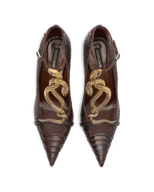 Roberto Cavalli snake-motif pumps - Brown - サムネイル4