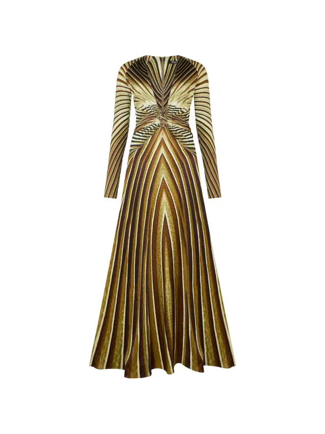 Roberto Cavalli Roberto Cavalli イサイドプリント ロングスリーブ マキシドレスの商品画像