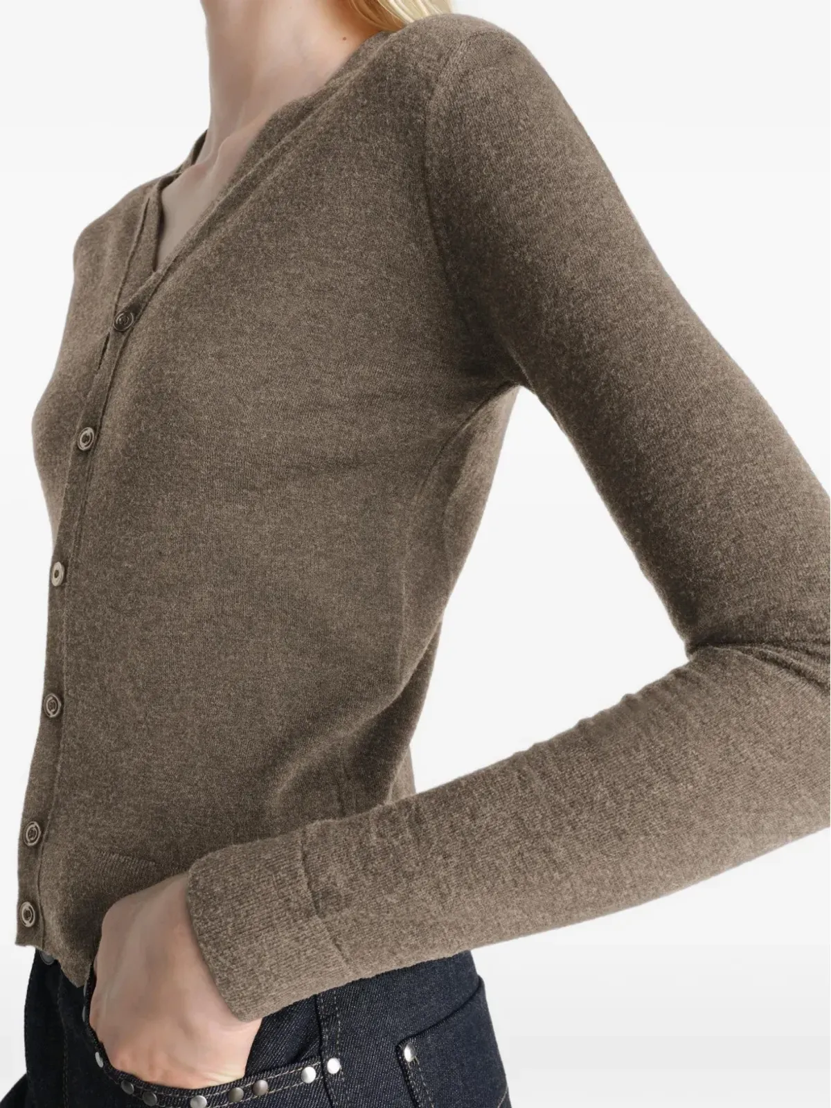LEMAIRE buttoned V-neck cardigan - Brown - 画像5