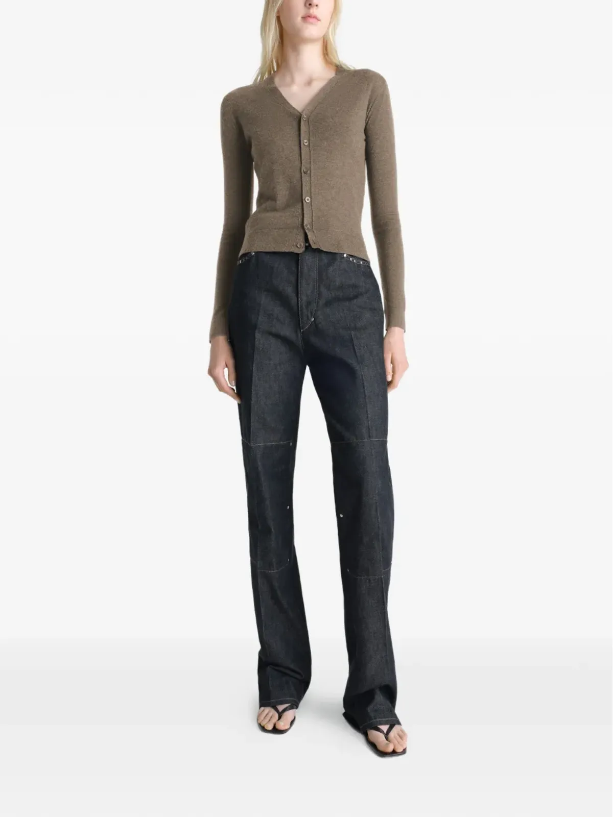 LEMAIRE buttoned V-neck cardigan - Brown - 画像2