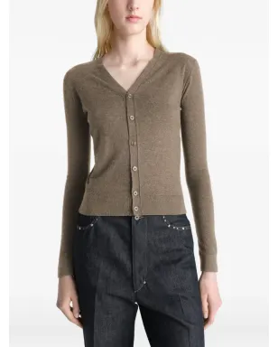 LEMAIRE buttoned V-neck cardigan - Brown - サムネイル3