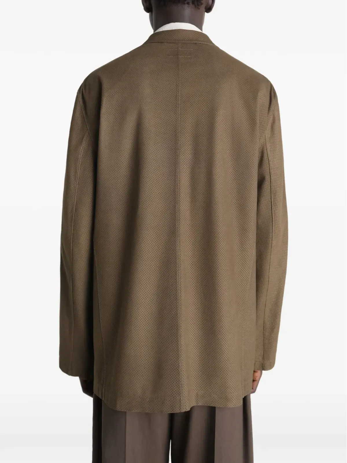 LEMAIRE perforated tailored leather jacket - Brown - 画像5