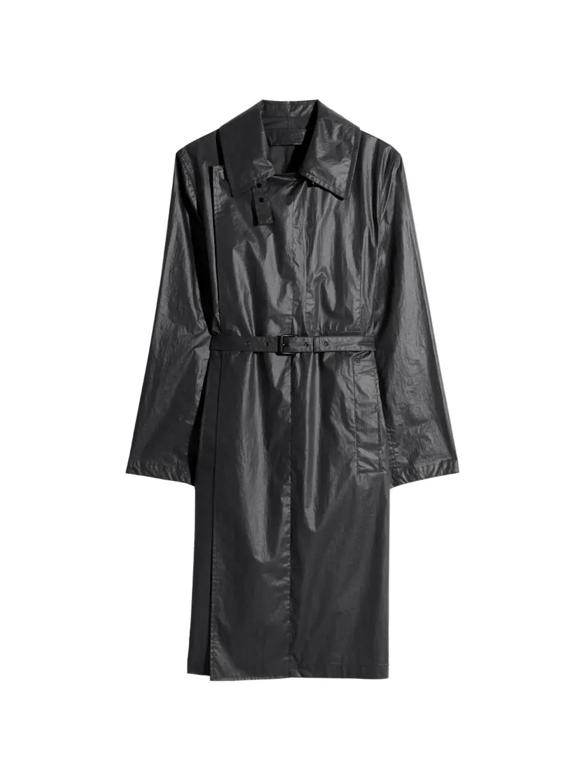 LEMAIRE belted collar wrap coat - Black - 画像1