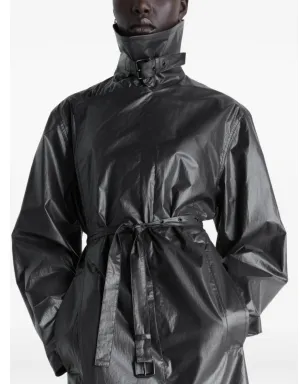 LEMAIRE belted collar wrap coat - Black - サムネイル5