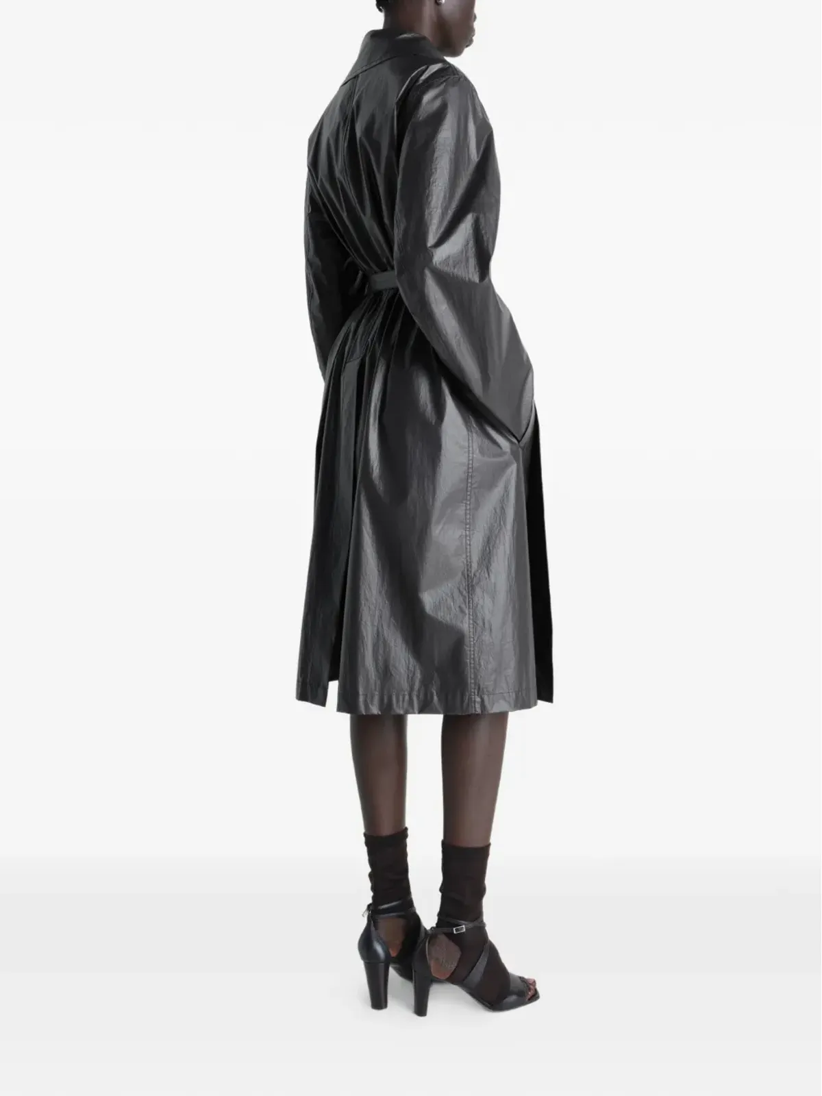 LEMAIRE belted collar wrap coat - Black - 画像4