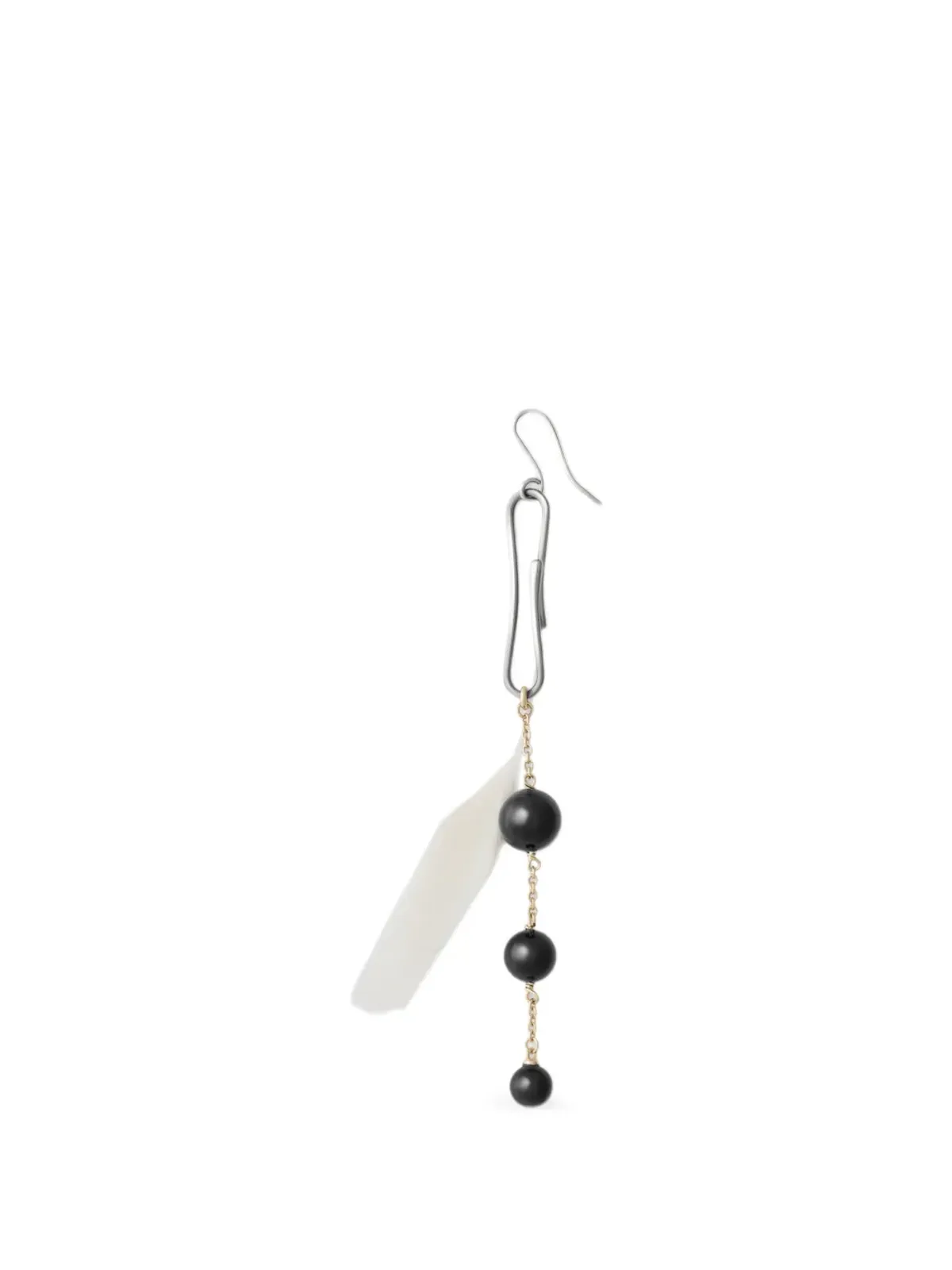 LEMAIRE オニキス羽根ドットピアス - シルバー - 画像1