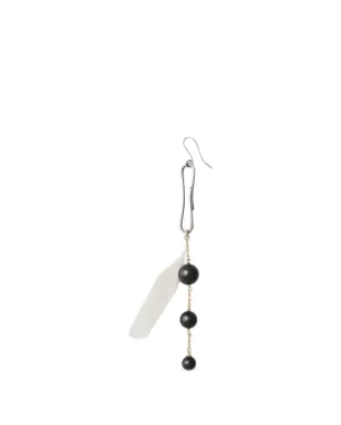 LEMAIRE オニキス羽根ドットピアス - シルバー - サムネイル1