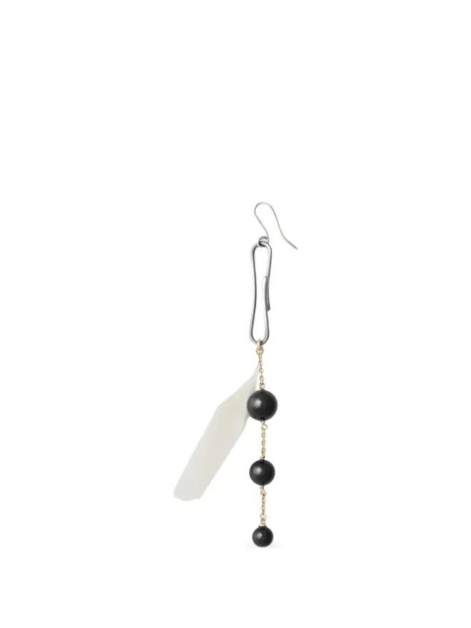 Lemaire LEMAIRE オニキス羽根ドットピアス - シルバーの商品画像