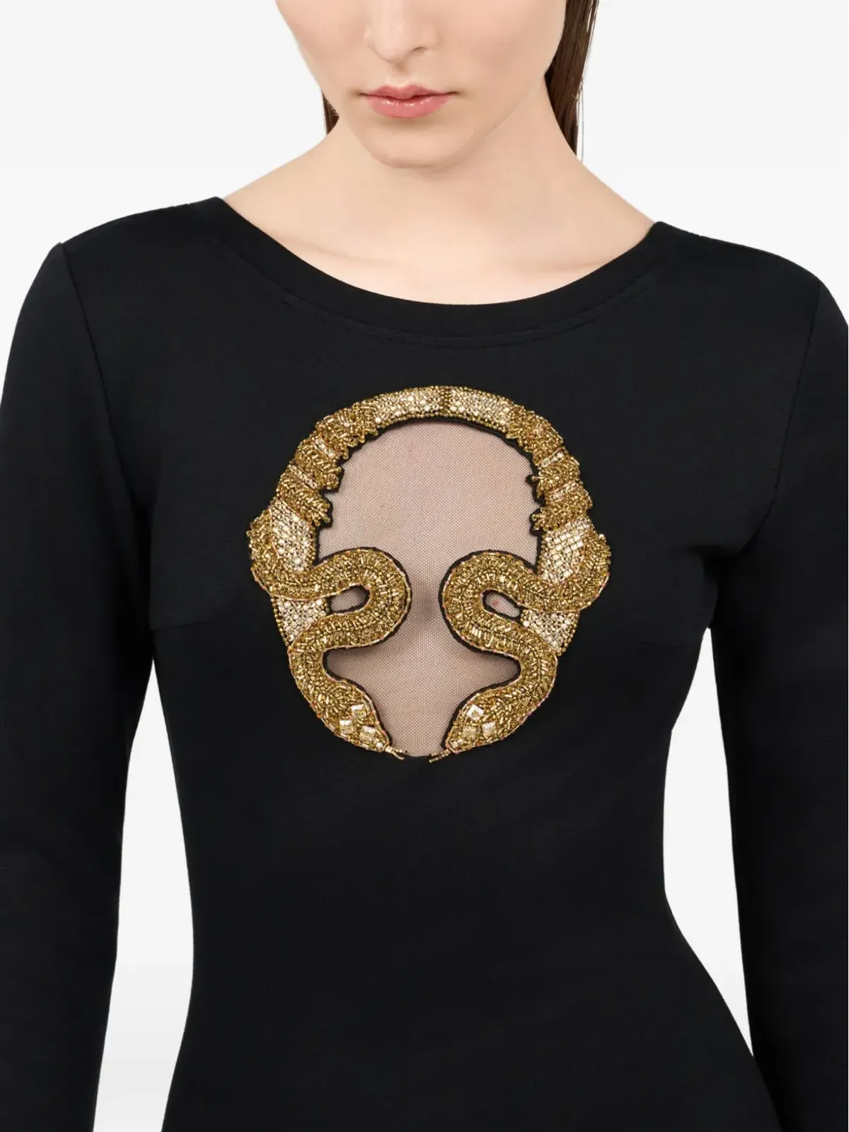 Roberto Cavalli エンベリッシュド ロングスリーブ ミニドレス ブラック - 画像5