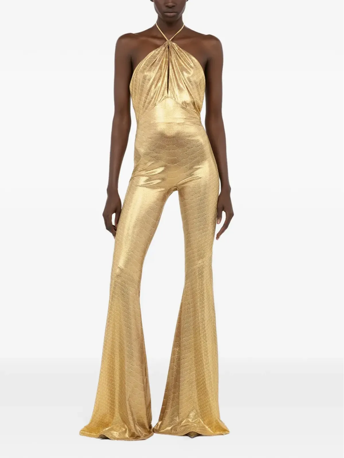 Roberto Cavalli ホルター ネック 蛇柄プリント ジャンプスーツ - 画像2