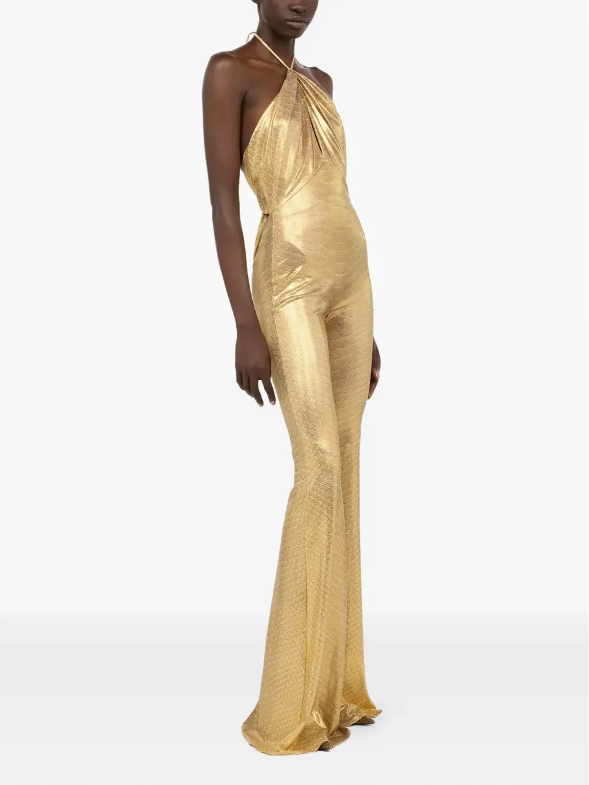 Roberto Cavalli ホルター ネック 蛇柄プリント ジャンプスーツ - 画像3