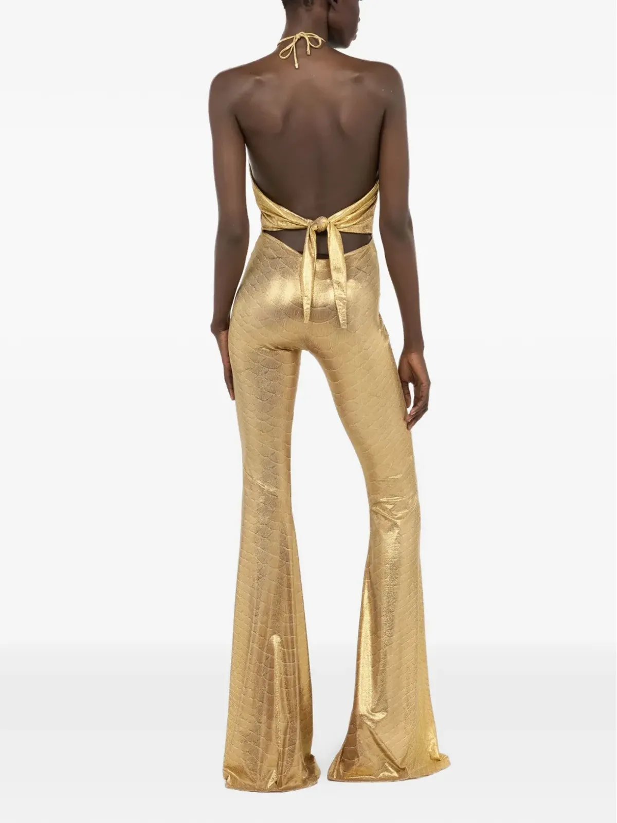 Roberto Cavalli ホルター ネック 蛇柄プリント ジャンプスーツ - 画像4