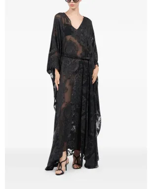 Roberto Cavalli Vネック柄カフタン - ブラック - サムネイル2
