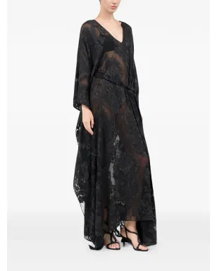 Roberto Cavalli Vネック柄カフタン - ブラック - サムネイル3