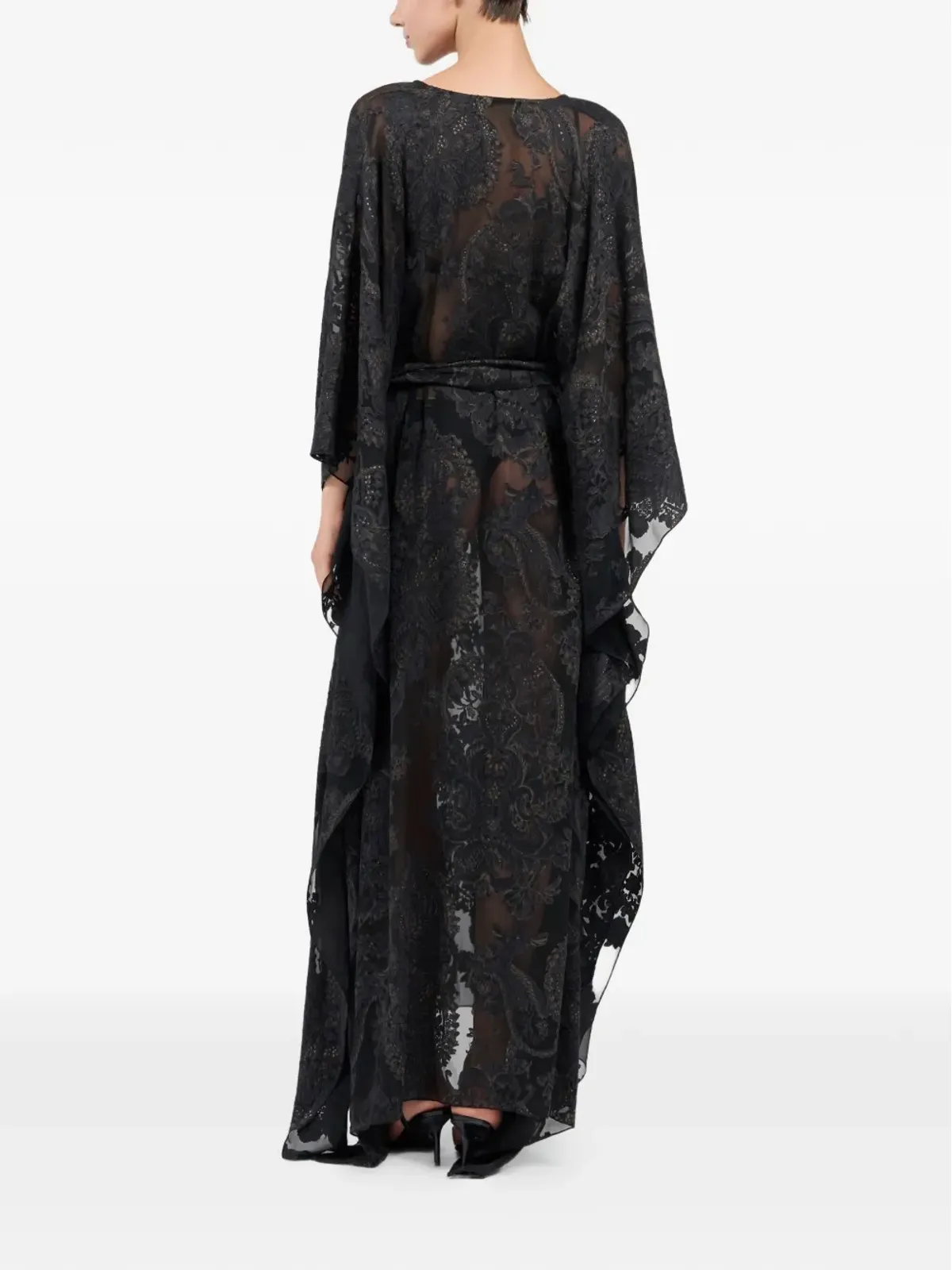 Roberto Cavalli Vネック柄カフタン - ブラック - 画像4