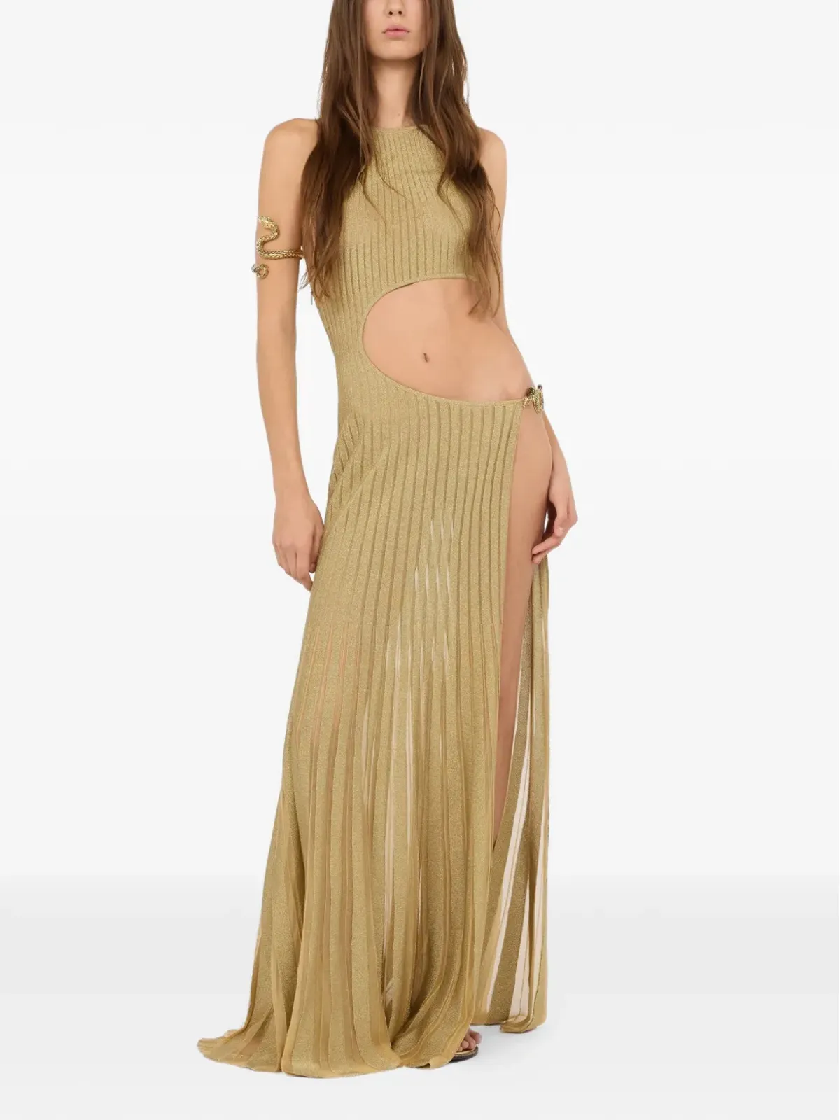 Roberto Cavalli カットアウト ヘビモチーフのマキシドレス - ゴールド - 画像2