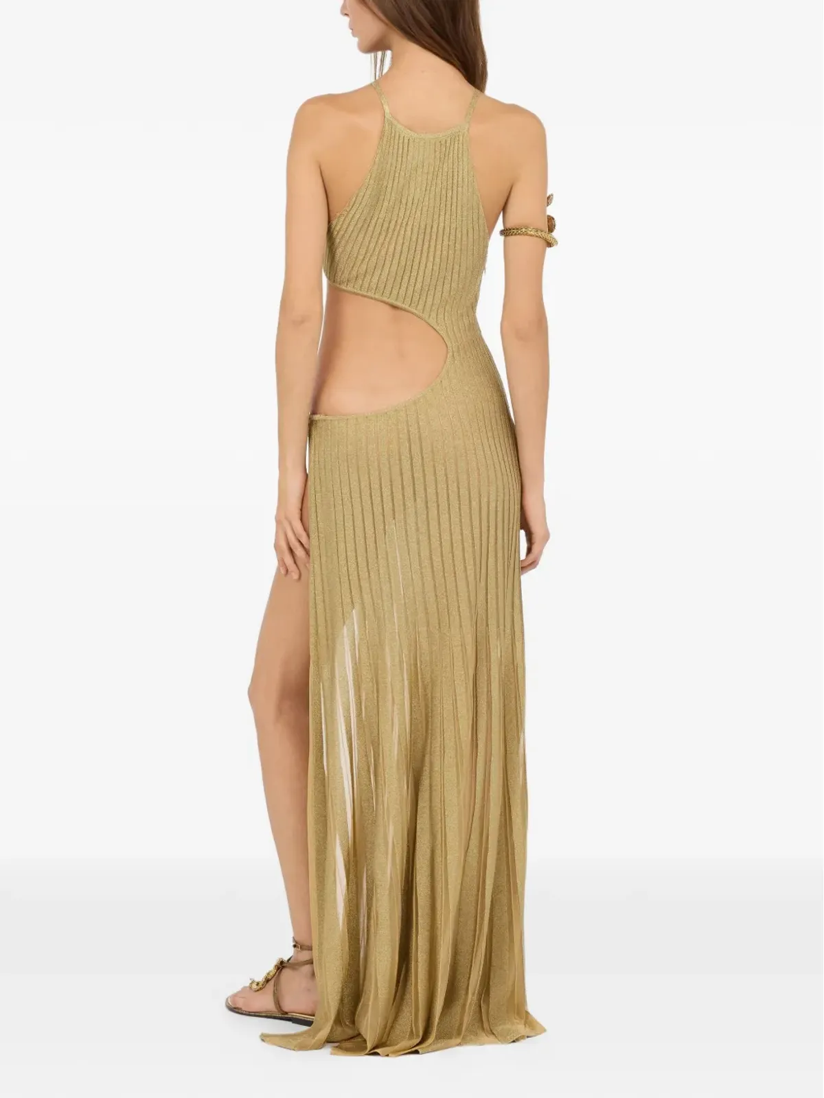 Roberto Cavalli カットアウト ヘビモチーフのマキシドレス - ゴールド - 画像4