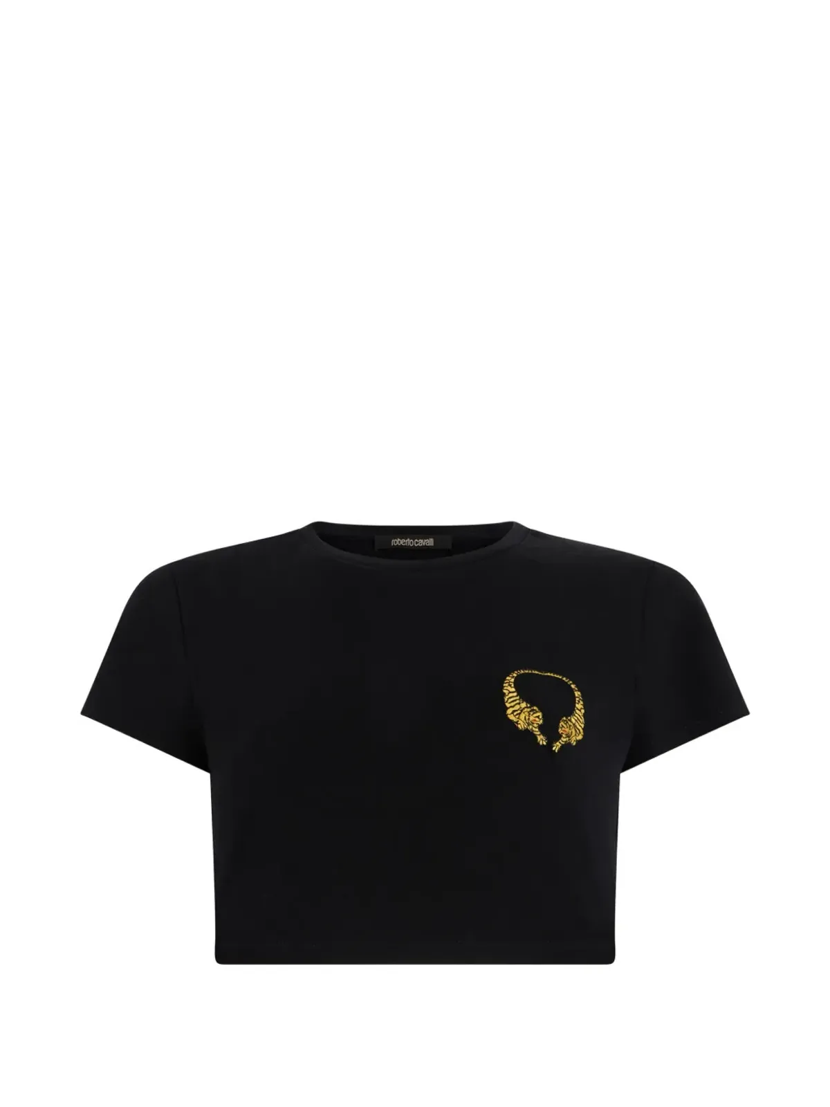 Roberto Cavalli クロップドTシャツ ブラック - 画像1