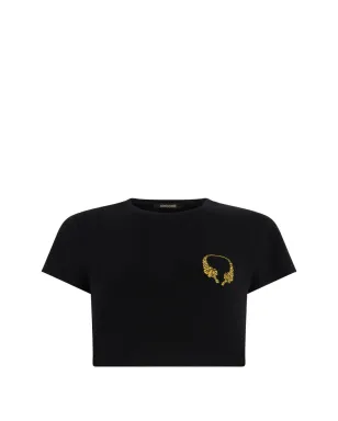 Roberto Cavalli クロップドTシャツ ブラック - サムネイル1