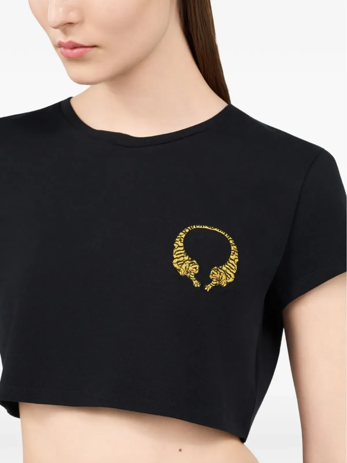 Roberto Cavalli クロップドTシャツ ブラック - 画像5