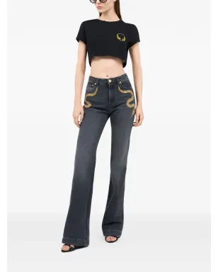 Roberto Cavalli クロップドTシャツ ブラック - サムネイル2