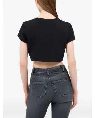 Roberto Cavalli クロップドTシャツ ブラック - サムネイル4
