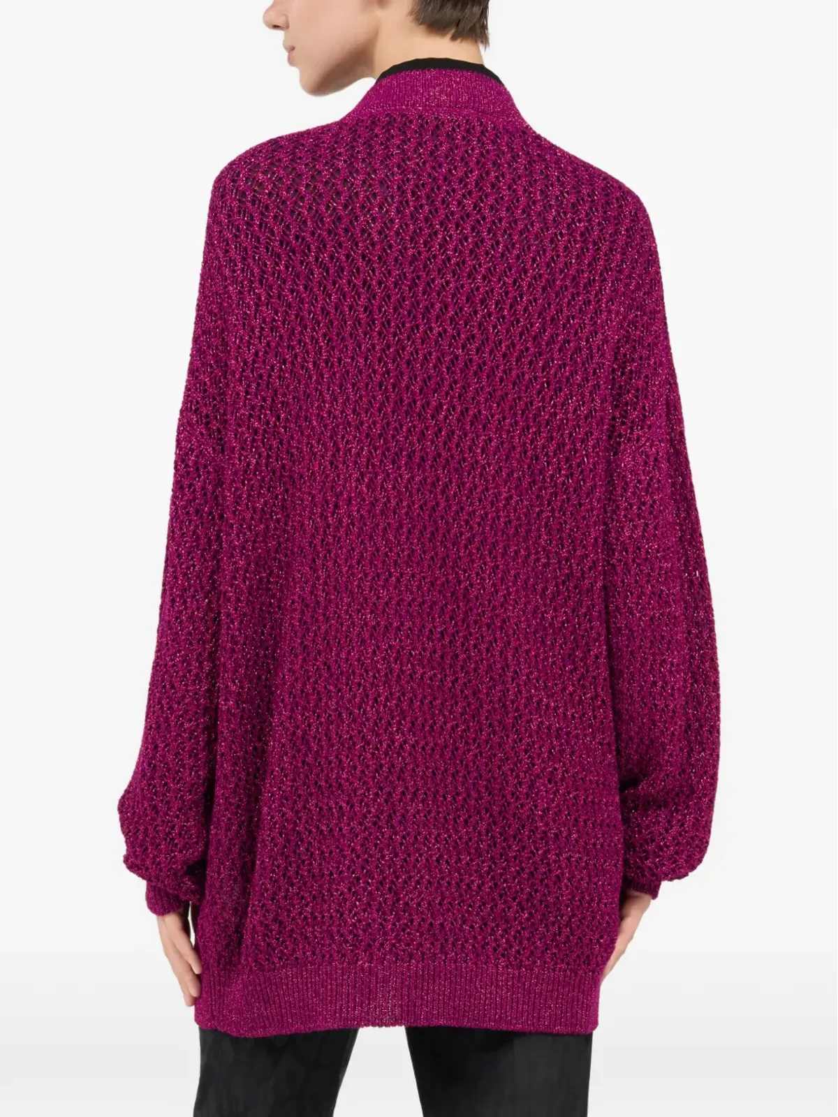 Roberto Cavalli Vネック ルレックス カーディガン - ピンク - 画像4