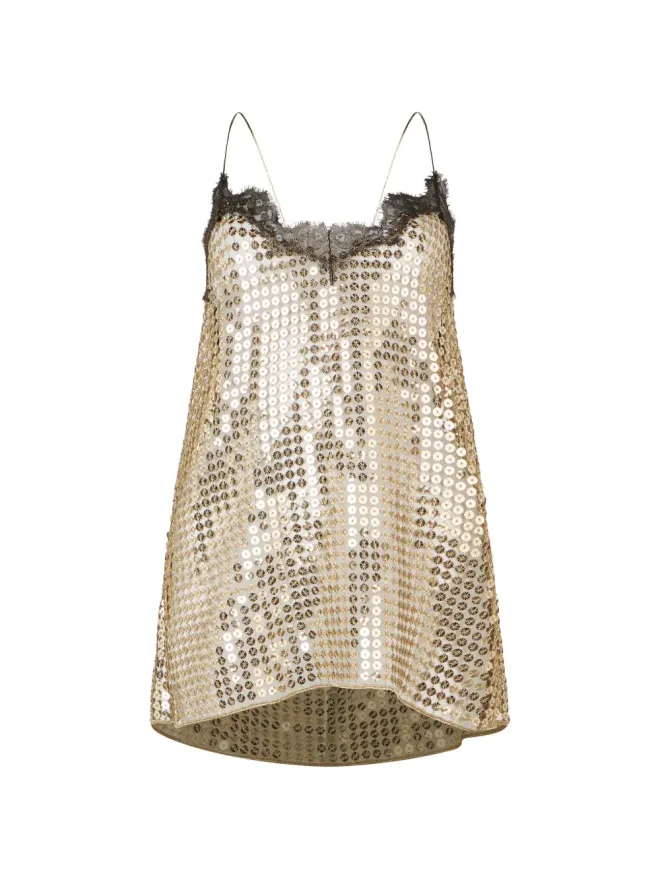 Roberto Cavalli Roberto Cavalli ゴールドのレース×スパンコールトップスの商品画像