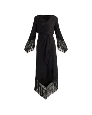Tadashi Shoji フリンジ付きVネックのミディドレス - サムネイル1