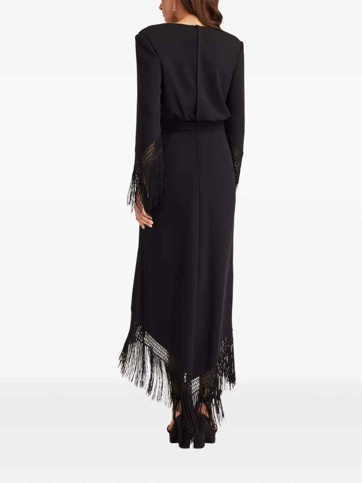 Tadashi Shoji フリンジ付きVネックのミディドレス - 画像3