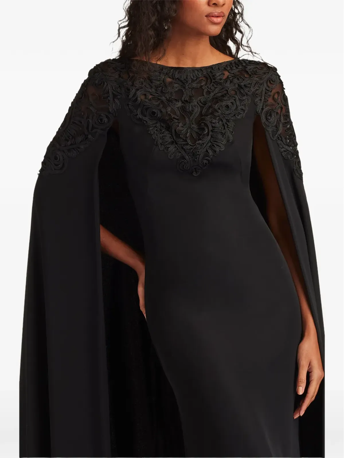 Tadashi Shoji ケープスタイルのマキシドレス - 画像4