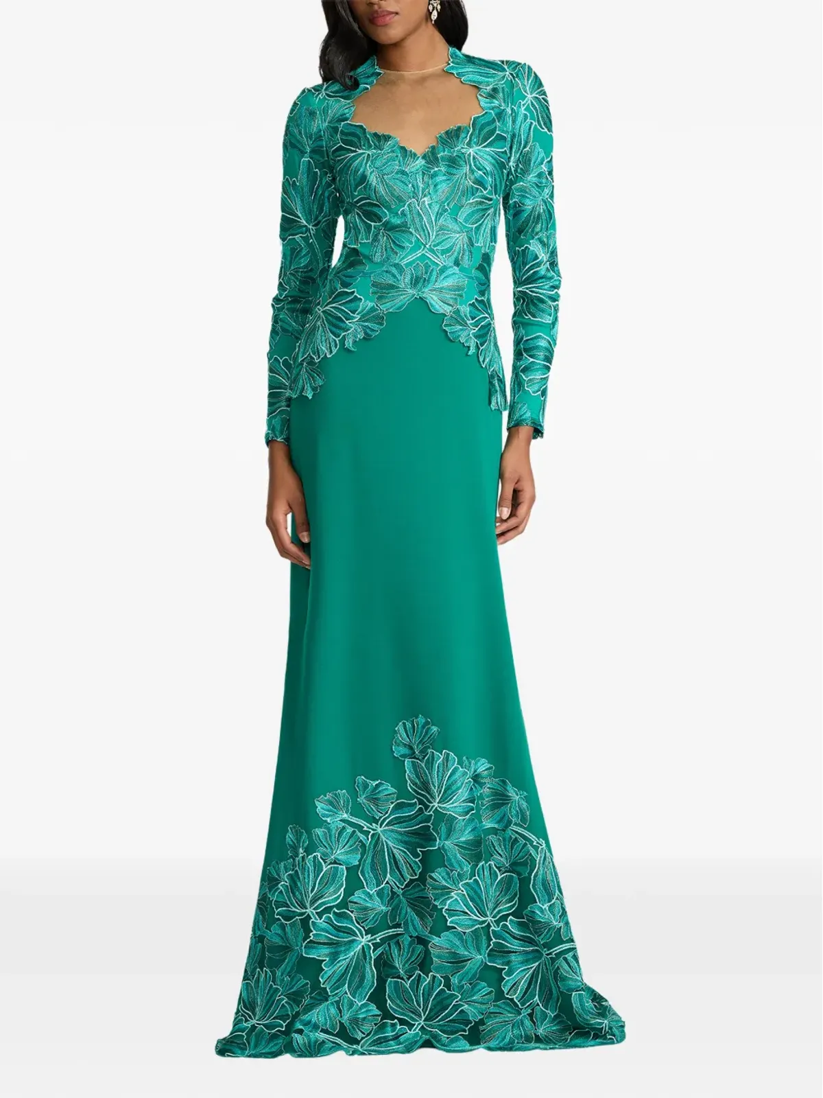 Tadashi Shoji 花柄長袖マキシドレス - 画像2
