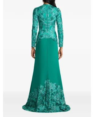 Tadashi Shoji 花柄長袖マキシドレス - サムネイル3